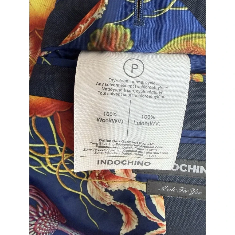 Indochino Luxury Wool Blazer Sportcoat 40R Navy Blue Jellyfish Lining Custom